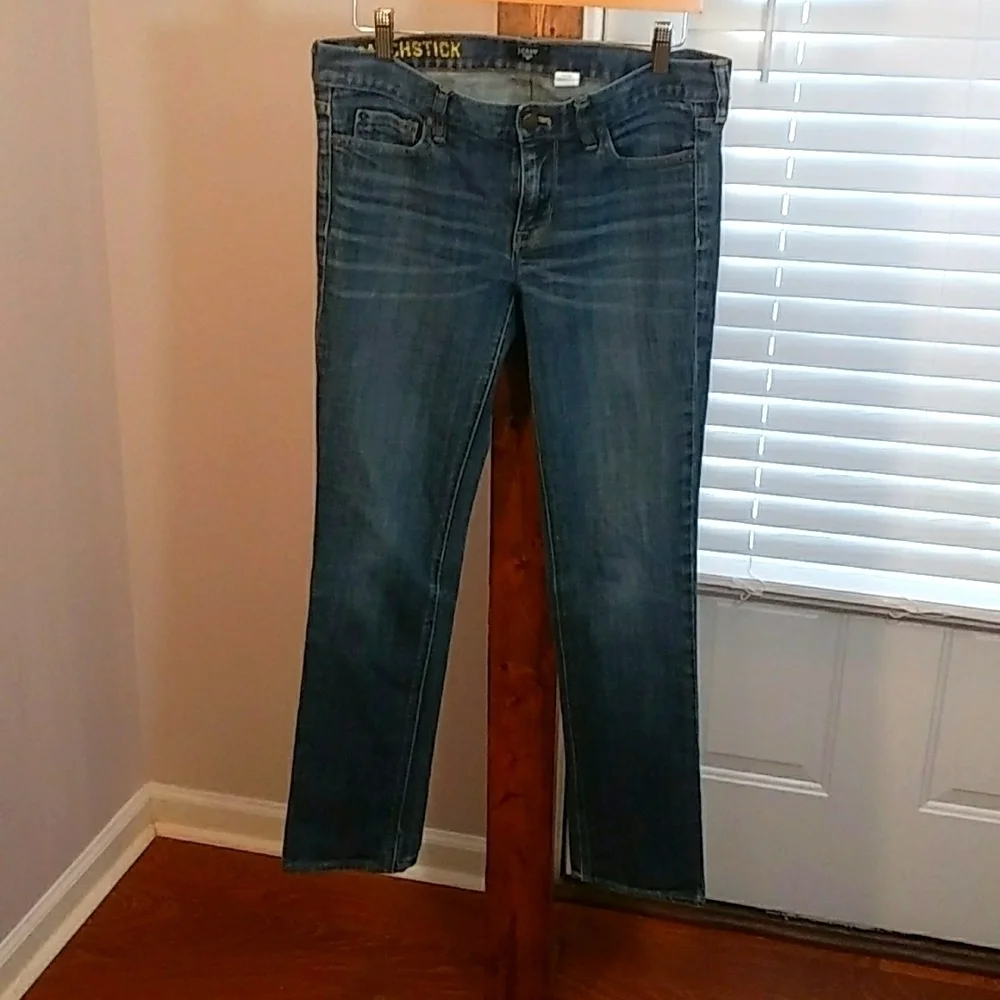 J Crew Basic Matchstick Stretch Womens Blue Denim Capri Jean Pants Size 30